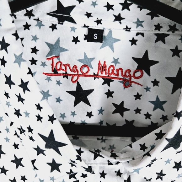 MANGO TANGO | star print long sleeve collared button up flip cuff shirt - Picture 6 of 10